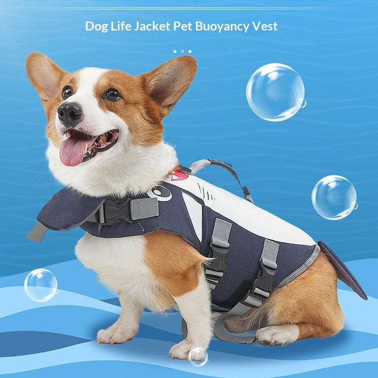 Kin & Paws™ Shark Fin Dog Life Jacket — Buoyancy Vest with Rescue Handle