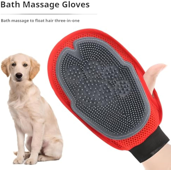 Premium Pet Bathing & Massage Glove (Red Silicone)