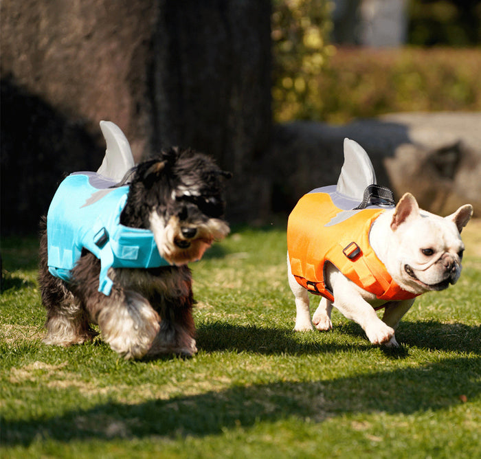Kin & Paws™ Shark Fin Dog Life Jacket — Buoyancy Vest with Rescue Handle